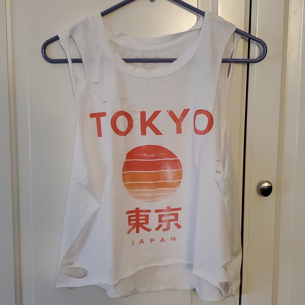 Tokyo destroyed sleeveless tee